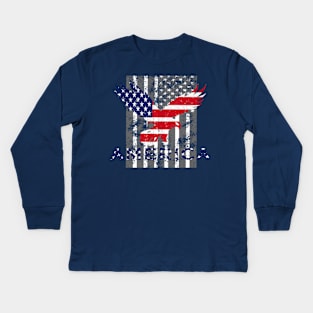 Patriotic American Flag Typography Vintage T-Shirt for Men, Women & Kids" Kids Long Sleeve T-Shirt